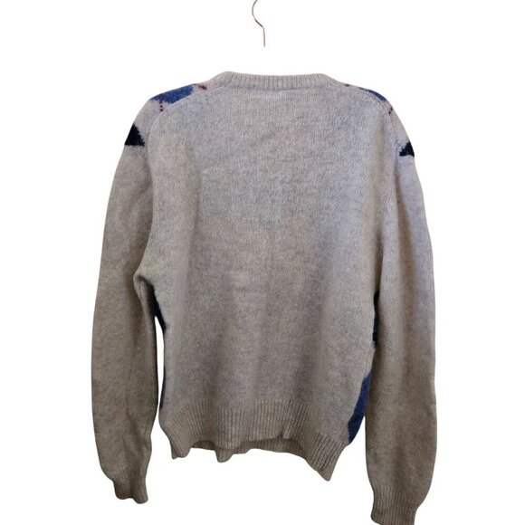 Goldwaters Vintage Pure Virgin Wool 80s Argyle V Neck Sweater Size XL - Picture 2 of 4